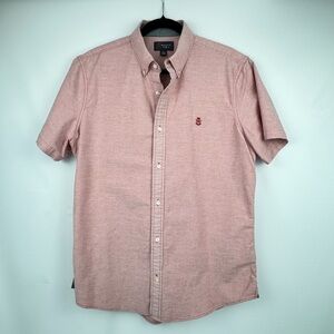 Men's Classic Fit Minimalistic Beach Large Light Red Cotton Button Down Shirt